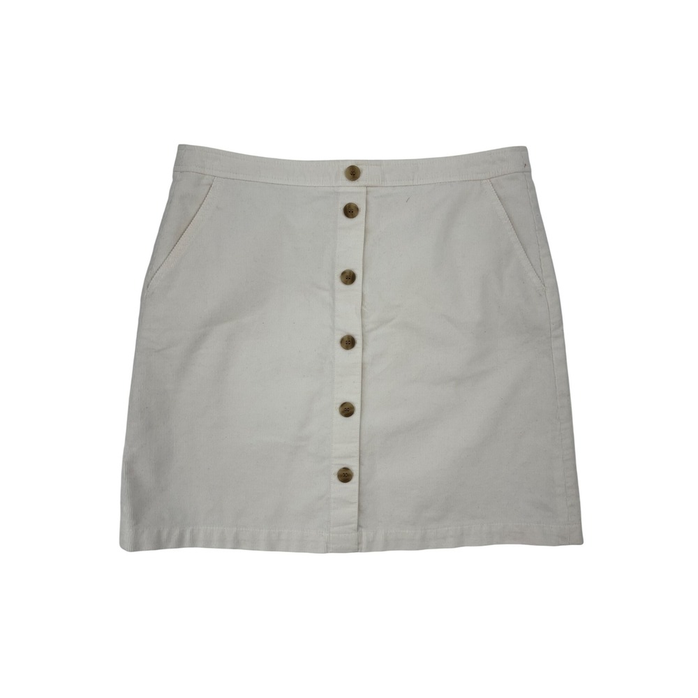 J Crew Corduroy Button Front A Line Skirt Cream Size 10
